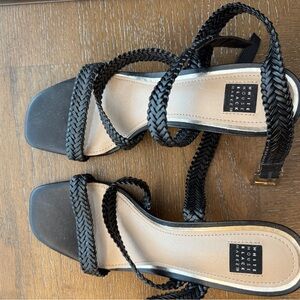 WHBM Black Braided Sandals